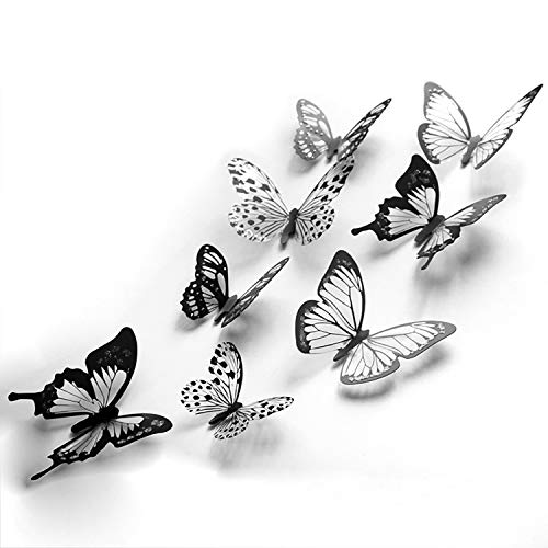 48 piezas 3D mariposa decoración de cristal pegatinas de pared decoración calcomanías de pared