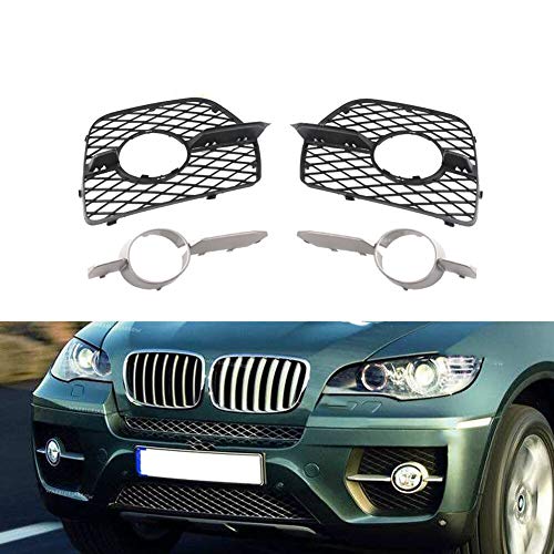 4pcs Set Fit For BMW X6 E71 E72 Hyb + Recorte Cubierta Decoración Moldeo 2008-2014 Tope Delantero De Los Faros De Niebla Niebla Luz Lateral De Malla Parrilla De La Parrilla Rejilla de luz antiniebla