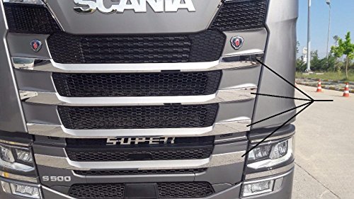 8 decoraciones de parrilla frontal de acero inoxidable para camiones SCANIA S/R nextgen 2017+