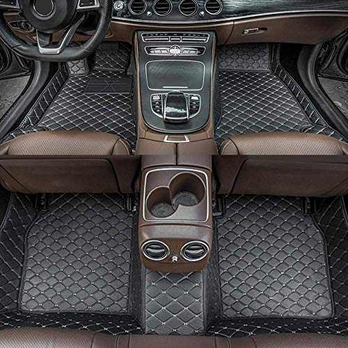 Alfombrillas de Coche para Peugeot 508SW 2010-2018 Antideslizantes Impermeable Rodeado Completo Protección para Todo Clima Revestimientos De Alfombra De Cuero Alfombrilla (Negro Beige)