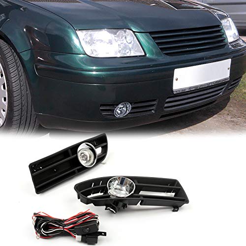 Artudatech Parrilla delantera de coche, rejilla de repuesto inferior para luces antiniebla delanteras con bombillas y cables para V W JETTA BORA MK4 TDI 1999-2004