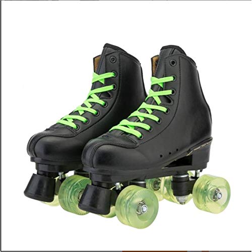 BAJIE Rodillo Patines para Mujer y de los Hombres Clásico 4 Ruedas Patinaje Rodillo Destello Cuero Doble Fila Patines para Interior y Al Aire Libre Unisexo Adulto (Color : T, Size : 43)