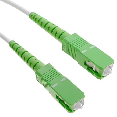 BeMatik - Cable de fibra óptica SC/APC a SC/APC monomodo simplex 9/125 de 20 m OS2 blanco