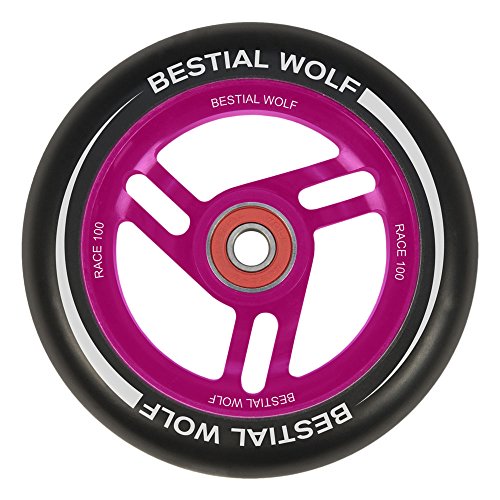 BESTIAL WOLF Rueda Race PU Color Negro y Core Rosa, Diámetro 100 mm