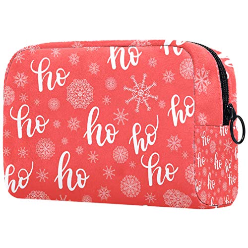 Bolsa de Pinceles de Maquillaje Personalizada Bolsas de Aseo portátiles para Mujer Bolso de Mano Organizador de Viaje cosmético Patrón de Copos de Nieve de Navidad Ho