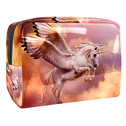 Bolso Cosmético Impermeable Caballo Unicornio Pegaso Neceser Viaje Bolsa de Maquillaje Portable Neceser de Bolsa de Lavado de Viajes Vacaciones Elementos Esenciales 18.5x7.5x13cm