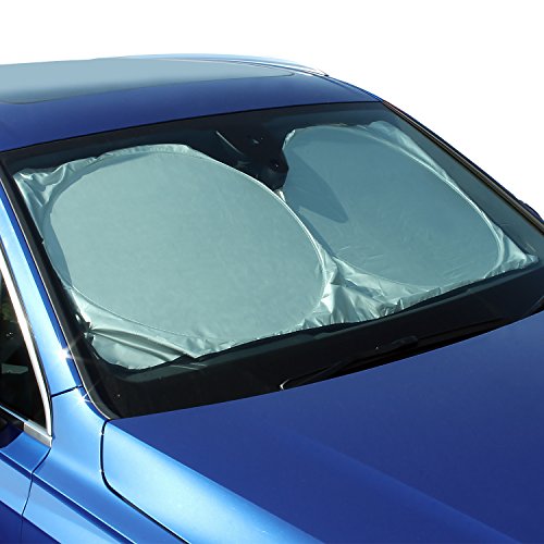 CampTeck U6834 Parasol Parabrisas Reflectante Plegable Parasol de Coche Automóvil Rayos UV Pantalla Solar Universal (148cmx70cm) con Funda