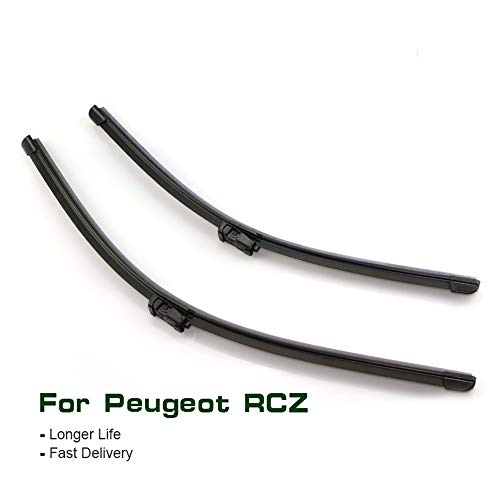 Car Natural Rubber Wiper Blades  ,For Peugeot RCZ 26"+26" R, 2009 2010 2011 2012 2013 2014 2015 2016 Fit Push Button Arms