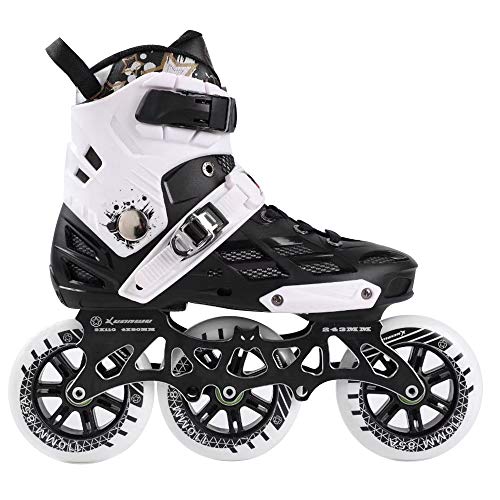 CHHBOXCHH Patines En LíNea para Adulto Adolescentes Mujer Y Hombre，Mujeres Patines De Ruedas Adultos，Patines En Paralelo 4 Rueda，DiseñAdo con Tres Ruedas Grandes,White-43