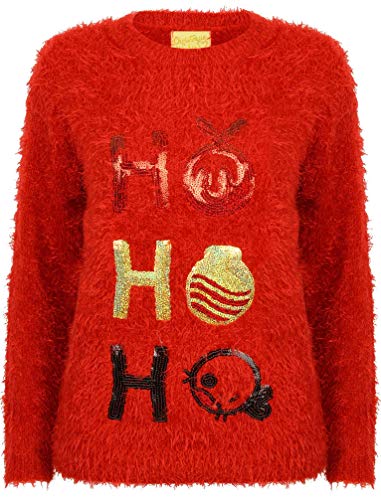 Christmas Wishes - Jersey de pestañas para mujer Rojo Ho Ho Ho - Rojo carmesí L