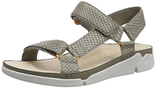 Clarks Tri Sporty, Sandalias de Talón Abierto Mujer, Beige (Sage Snake Sage Snake), 38 EU