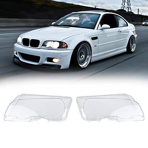 Claro Derecha / Izquierda carcasa del faro del coche lente del faro Lense Shell Asamblea cubierta de la lámpara Fit For BMW E46 Coupe 2 puertas 1999-2002 cubierta del faro Lense Rejilla de luz antinie