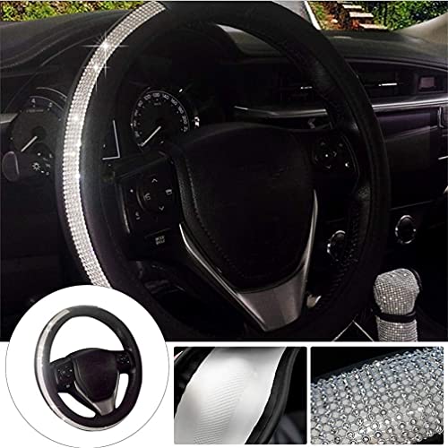 DFBGL Cubierta del Volante para Peugeot 508607 Ion Traeller Partner Cubierta Brillante del Coche Antideslizante Bling Bling Diamond Cover Negro