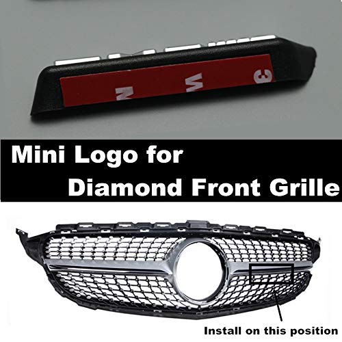 Diamond Grille AMG mini logo A B C Clase E W176 W246 W204 W205 W212 W213 parachoques delantero parrilla adaptarse a todos los modelos de coches (Color : Sliver Word)