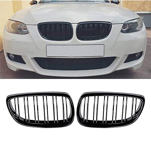 DQDZ 2006-2009 Serie 3 M3 E92 E93 2 puertas rejilla frontal negra brillante para riñón – Par