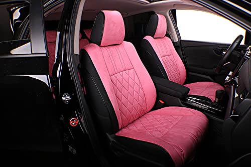 Easeadd Fundas De Asiento De Coche A Medida para Compatible con Peugeot 2008 2013-2019 Allure,Active,Business,Style,Bluehdi,Like,Feline Cuivre-Cuero(Negro)/Suedette(Rosa)