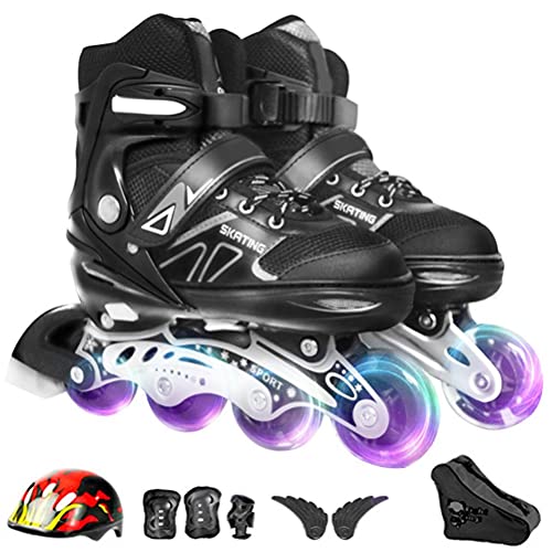 Eeneme Patines en Línea Ajustables,Patines en Línea Neutrales con Rodamiento ABEC-7 y Dispositivo de Protección de Rueda Intermitente, Adecuado para Adultos,Niñas y Niños