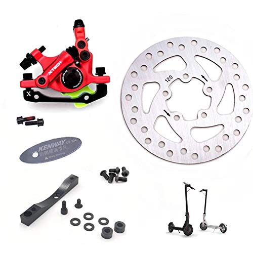 EWheel | Pinza de Freno Xtech + Soporte + Disco de Freno 120mm + Alineador.| Kit Completo para patinetes eléctricos Xiaomi M365, 1S, Essential, Pro y Pro2. (Rojo)