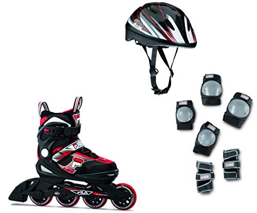 Fila Niños J de One Combo 3 Set Inline Skate, Infantil, 010619150, Blanco/Rojo, S/32