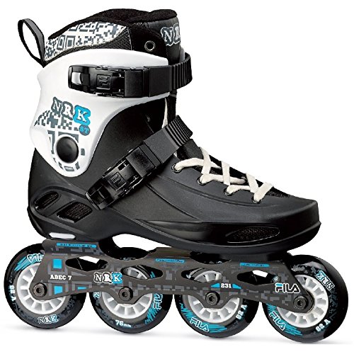 FILA SKATES Nrk St Patines en Linea, Juventud Unisex, Negro/Azul Claro, 2.5