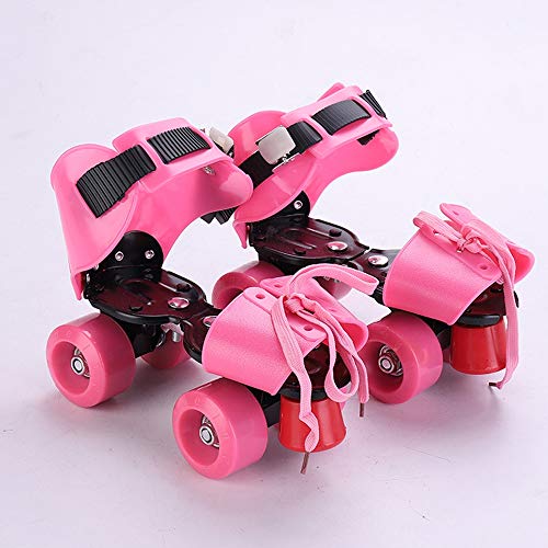 Giow Patines De Ruedas De Cuatro Ruedas, Ajustables Soporte De Hierro Unisex,Pink