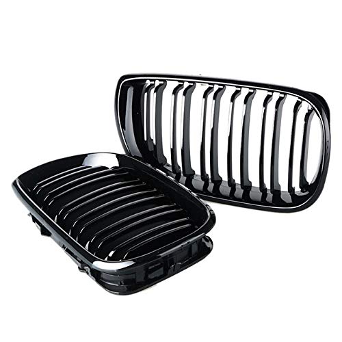 Grill Front Matte Grille Estilo Del Coche 2pcs Brillo Frente Negro Riñón Doble Listón Parrilla De La Parrilla Fit For BMW E46 4 Puerta 4D Serie 3 2002 A 2005 Del Tope Delantero De La Parrilla