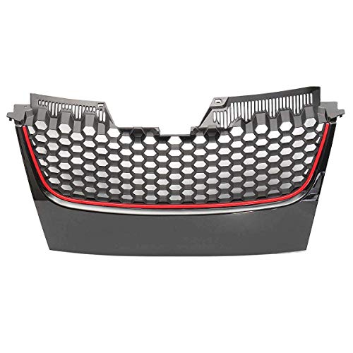 Grill Front Matte Grille Parachoques Delantero Coche Parrilla Parrilla Rojo Tira Fit For Volkswagen Jetta VW Golf Gti Mk5 GT Sport 2006-2018, Riñón Delantero Parrilla