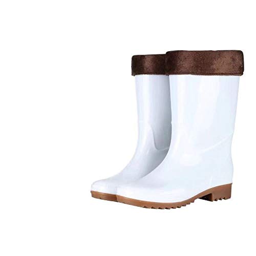 HFCIUD Botas De Lluvia, Tubo Blanco Patín Exterior Inferior del Tendón Vacuno Zapatos Botas De Agua Alimentos Men's Cantina Botas De Lluvia Zapatos De Trabajo Además De Terciopelo Botas De Lluvia,44