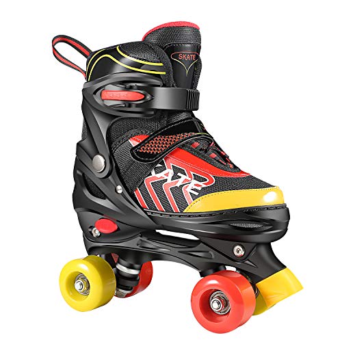 Hikole Patines de ruedas para principiantes de tamaño ajustable (talla 31-38) ABEC 7, cómodos y transpirables pequeño:31-34 Negro