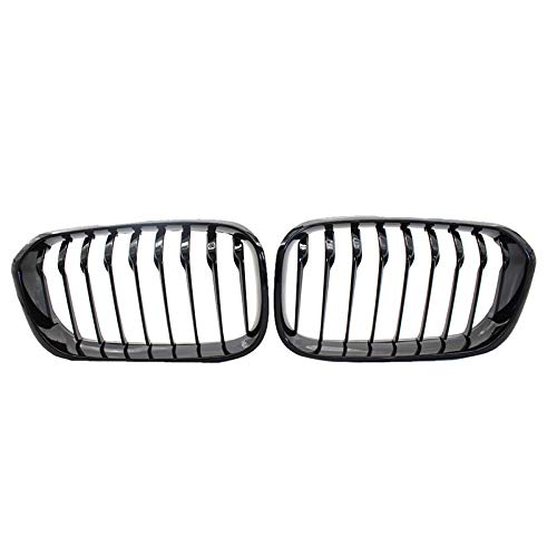 HTSM Parrilla Delantera Rejillas Frontal De La Capilla Una Lama De Riñón Marco De La Rejilla Negro Brillante Valla Grille Compatible para B-M-W F20 LCI 1-Series 2015-2018