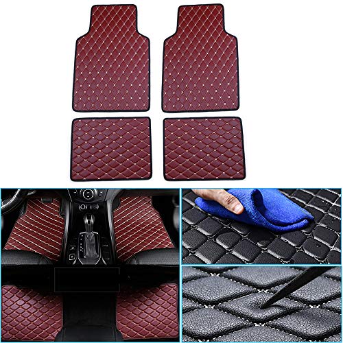 jialaiwo Alfombras de Cuero para Peugeot 407 408 508 607 Ion Traeller Partner Alfombrillas de Coche Impermeables para Todo Clima Alfombras Interiores Vino Rojo