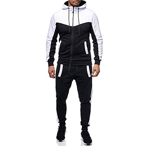 JiaMeng Chándales para Hombre Otoño Invierno Packwork Sudadera Top Pantalones Conjuntos Traje Deportivo Chándal Pack De Sudaderas Top Pantalones Conjuntos Deportivos CháNdal Traje