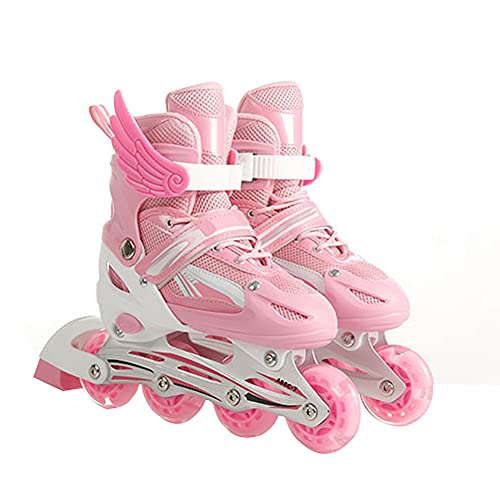 JIANXINlh Patines En Línea Ajustables para Niños Y Adultos con Patines De Una Sola Rueda Intermitente Profesión Fitness Principiante Interior Exterior Patines Duraderos para Niñas Jóvenes 2 Colores 3