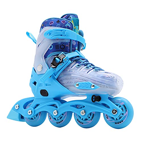 JIANXINlh Patines En Línea Ajustables para Niños Y Adultos con Patines De Una Sola Rueda Intermitente Profesión Fitness Principiante Interior Exterior Patines Duraderos para Niñas Jóvenes 2 Colores 3