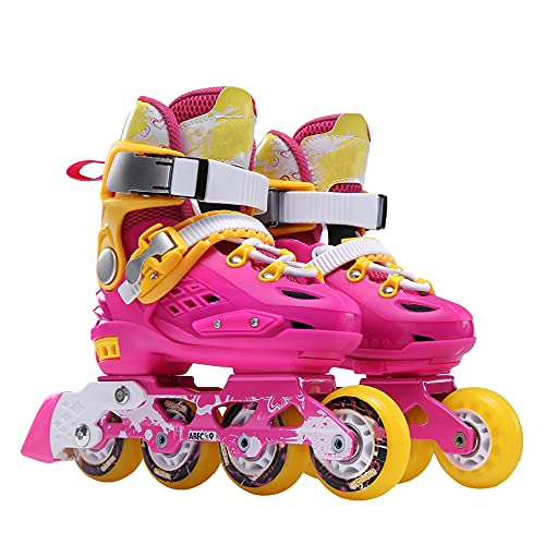 JIANXINlh Patines En Línea Ajustables para Niños Y Adultos con Patines De Una Sola Rueda Intermitente Profesión Fitness Principiante Interior Exterior Patines Duraderos para Niñas Jóvenes 2 Colores 3