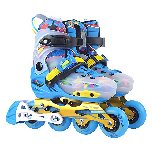 JIANXINlh Patines En Línea Ajustables para Niños Y Adultos con Patines De Una Sola Rueda Intermitente Profesión Fitness Principiante Interior Exterior Patines Duraderos para Niñas Jóvenes 2 Colores 3