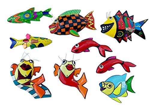 Juego de imanes de pescado – imanes de madera pintados a mano, postes restantes y segundo artículo a elección en juego decorativo, imanes de madera, idea de regalo