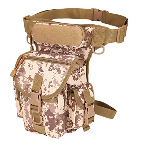 Kaiyei Bolso Pierna Táctico Militar Molle Bolso Cintura Multifunción Impermeable Cámara Bolsa de Herramientas Bolsa Pernera Muslo Motorista Montaña Camping Ciclismo (Desierto Digital)