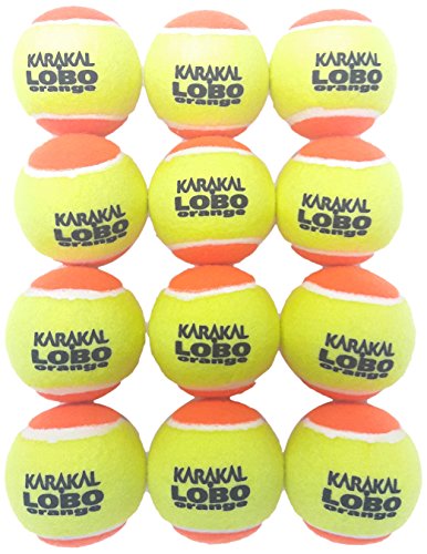 Karakal Unisex Lobo Baja compresión Pelotas de Tenis, Bolsa de 12, Verde/Naranja