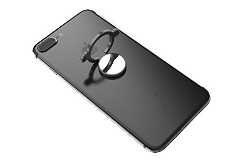 Kronya® | Portaobjetos giratorio 360 ° para smartphone | Sostenedor aptitud dedo coche celular anillo soporte teléfono móvil Apple iPhone iPad 7 8 10 X Samsung Galaxy S8 6 (Negro)