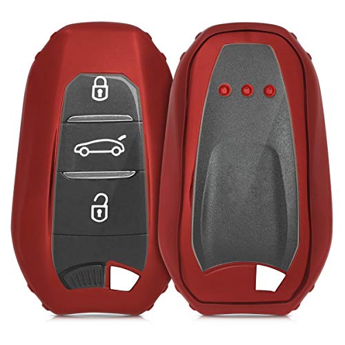 kwmobile Funda Compatible con Peugeot Citroen Llave de Coche Smartkey de 3 Botones (Solo Keyless Go) - Carcasa Suave de Silicona - Protección Total para Llave de Coche Mando de Auto