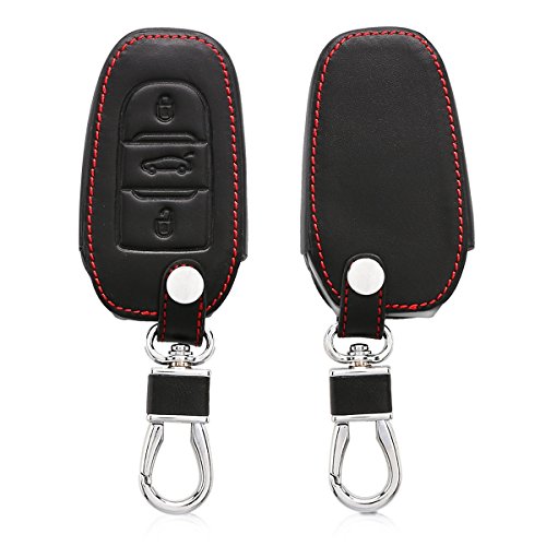 kwmobile Funda Compatible con Peugeot Citroen Llave de Coche Smartkey de 3 Botones (Solo Keyless Go) - Cubierta de Cuero sintético - Case para Mando de Auto en Negro