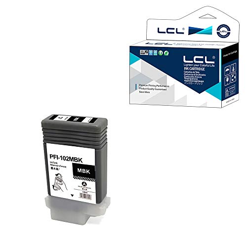 LCL Cartucho de Tinta Compatible PFI102 PFI-102 PFI102MBK PFI-102MBK 0894B001 130ML Pigment(1 MBK) Reemplazo para Canon IPF500/IPF510/IPF510plus/IPF600/IPF605/IPF605plus/IPF610/IPF610plus/IPF650