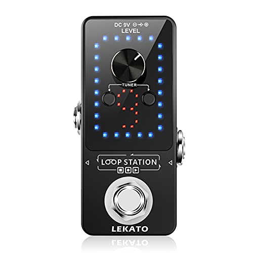 LEKATO Pedal de guitarra eléctrica Pedal de bucle 9 bucles Máximo 40 minutos Tiempo de grabación Estación de bucle de sobregrabación ilimitada con función de afinador para bajo eléctrico