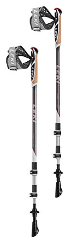 Leki 65026011 - Traveller ALU Darkanth, Gris Oscuro y Rojo neón, 90 - 130 cm