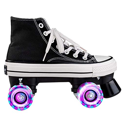 litulituhallo Patines de la fila del doble del patín de la lona para los adultos adolescentes con el alto color del zapato superior talla 9 40