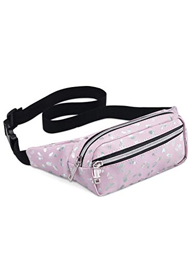 LIVACASA Riñoneras Mujeres Deportivas Riñoneras de Moda Impermeable de Marcha Running Brillante Ligero Bolsa de Cinturón Bandorela para Correr Ciclismo Paseo al Aire Libre (Mariposa Rosa, 20*8*3CM)