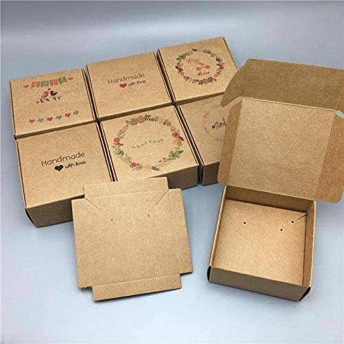 LLCUP Cajas De Embalaje De Regalo De Papel Juego De Joyas Cajas De Kraft Collar Colgante Pendiente Exhibidores Caja Cajas De Papel Hechas A Mano Caja Año Nuevo, Marrón Hm R