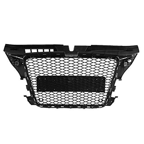 MADAENMF Honeycomb Barbecue, para RS3 Style Car Shiny Black Front Sport Mesh Mesh Fits para Audi A3 / S3 8P 2009 2010 2011 2011 No Logo