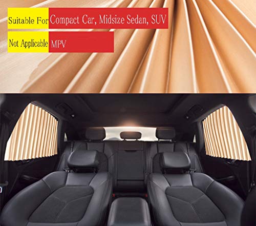 MEGAN Parasol del Coche, Ocho Cortinas de satén Parasol del Parabrisas Extra Grande, Protección UV Mantenga su Fresco, Pantallas solares para el automóvil Protección para bebés y Mascotas,Oro,4All